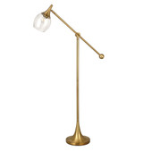 59" Brass Reading Floor Lamp With Clear Transparent Glass Empire Shade - Chicken Pieces