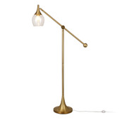 59" Brass Reading Floor Lamp With Clear Transparent Glass Empire Shade - Chicken Pieces