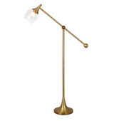 59" Brass Reading Floor Lamp With Clear Transparent Glass Empire Shade - Chicken Pieces