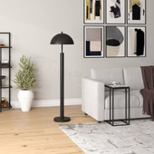 58" Black Traditional Shaped Floor Lamp With Black Dome Shade - Chicken Pieces