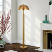 58" Brass Traditional Shaped Floor Lamp With Brass Dome Shade - Chicken Pieces