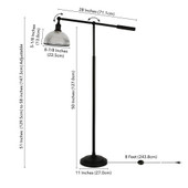 58" Black Swing Arm Floor Lamp With Clear Transparent Glass Dome Shade