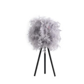21" Soft Gray Feather Shade Modern Tripod Metal Table Lamp