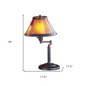 18" Rust Metal Table Lamp With Amber Empire Shade