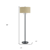 59" Bronze Two Light Traditional Shaped Floor Lamp With Brown Rectangular Shade - Chicken Pieces