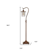 60" Rusted Traditional Shaped Floor Lamp With Rust Transparent Glass Drum Shade - Chicken Pieces