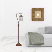 60" Rusted Traditional Shaped Floor Lamp With Rust Transparent Glass Drum Shade - Chicken Pieces