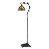 61" Bronze Traditional Shaped Floor Lamp With Green Yellow Dome Shade - Chicken Pieces