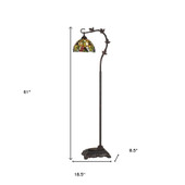 61" Bronze Traditional Shaped Floor Lamp With Green Yellow Dome Shade - Chicken Pieces