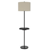 62" Bronze Tray Table Floor Lamp With Beige Drum Shade - Chicken Pieces