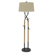 55" Black Traditional Shaped Floor Lamp With Tan Rectangular Shade - Chicken Pieces