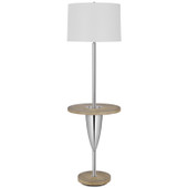 61" Chrome Tray Table Floor Lamp With White Square Shade - Chicken Pieces