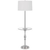 61" Chrome Tray Table Floor Lamp With White Transparent Glass Square Shade - Chicken Pieces