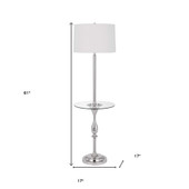 61" Chrome Tray Table Floor Lamp With White Transparent Glass Square Shade - Chicken Pieces