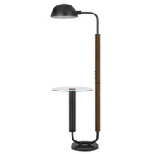 63" Brown Tray Table Floor Lamp With Bronze Transparent Glass Dome Shade - Chicken Pieces