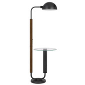 63" Brown Tray Table Floor Lamp With Bronze Transparent Glass Dome Shade - Chicken Pieces