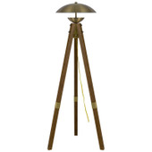 55" Brass Tripod Floor Lamp With Antiqued Brass Dome Shade - Chicken Pieces