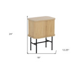 24" Natural Modern Sliding Door Nightstand - Chicken Pieces