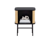 24" Natural and Black Modern Sliding Door Nightstand - Chicken Pieces