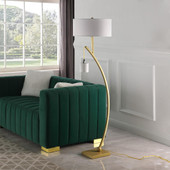 59" Matte Gold Dual Arc Floor Lamp With White Drum Shade - Chicken Pieces