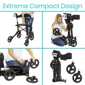 Vive Foldable Rollator Series T: Portable Walker for Taller Individuals-Chicken Pieces