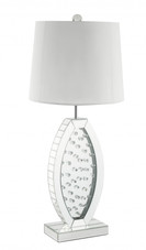 37" Mirrored Glass Table Lamp With White Drum Shade - Chicken Pieces