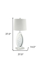 37" Mirrored Glass Table Lamp With White Drum Shade - Chicken Pieces