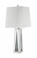 35" Clear Glass Table Lamp With White Square Shade - Chicken Pieces