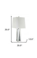 35" Clear Glass Table Lamp With White Square Shade - Chicken Pieces