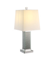30" Mirrored Glass and Faux Stone Column Table Lamp With White Square Shade - Chicken Pieces