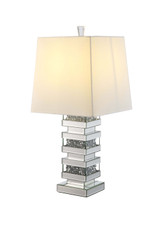 30" Clear Glass Table Lamp With White Empire Shade - Chicken Pieces