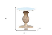 26" Brown Solid Wood Round End Table - Chicken Pieces