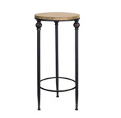 Set Of Two 12" Black And Brown Solid Wood Round End Tables - Chicken Pieces