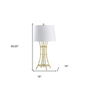 29" Gold Bamboo Design Table Lamp With Off White Drum Shade - Chicken Pieces