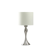 25" Silver Metal Table Lamp With Off White Drum Shade - Chicken Pieces