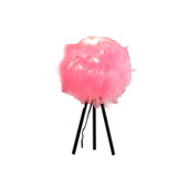 21" Black Tripod Table Lamp With Pink Faux Feather Shade - Chicken Pieces