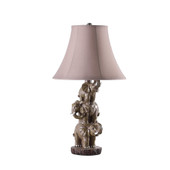 21" Brown Elephant Trio Table Lamp With Brown Bell Shade - Chicken Pieces