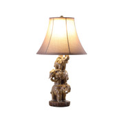 21" Brown Elephant Trio Table Lamp With Brown Bell Shade - Chicken Pieces