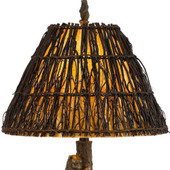 30" Bronze Table Lamp With Brown Empire Shade - Chicken Pieces