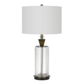 30" Clear Metal Table Lamp With White Empire Shade - Chicken Pieces