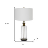 30" Clear Metal Table Lamp With White Empire Shade - Chicken Pieces