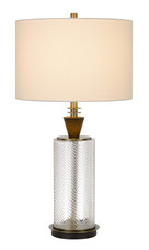 30" Clear Metal Table Lamp With White Empire Shade - Chicken Pieces