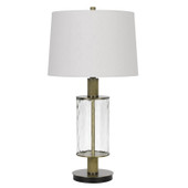 31" Clear Metal Table Lamp With White Empire Shade - Chicken Pieces