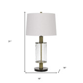 31" Clear Metal Table Lamp With White Empire Shade - Chicken Pieces