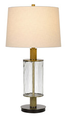 31" Clear Metal Table Lamp With White Empire Shade - Chicken Pieces