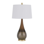 30" Taupe Metal Table Lamp With White Empire Shade - Chicken Pieces