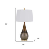 30" Taupe Metal Table Lamp With White Empire Shade - Chicken Pieces