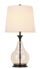 28" Clear Metal Table Lamp With White Empire Shade - Chicken Pieces