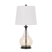 28" Clear Metal Table Lamp With White Empire Shade - Chicken Pieces
