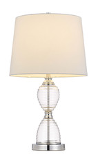 24" Clear Metal Table Lamp With White Empire Shade - Chicken Pieces